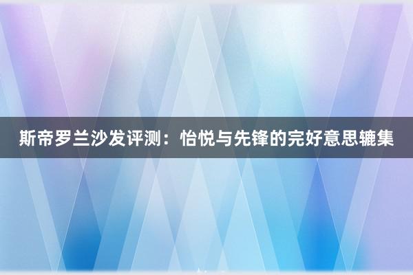 斯帝罗兰沙发评测：怡悦与先锋的完好意思辘集